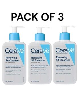 (3) CeraVe Renewing SA Cleanser Salicylic Acid Face Wash 8 FL.OZ Bunde of 3